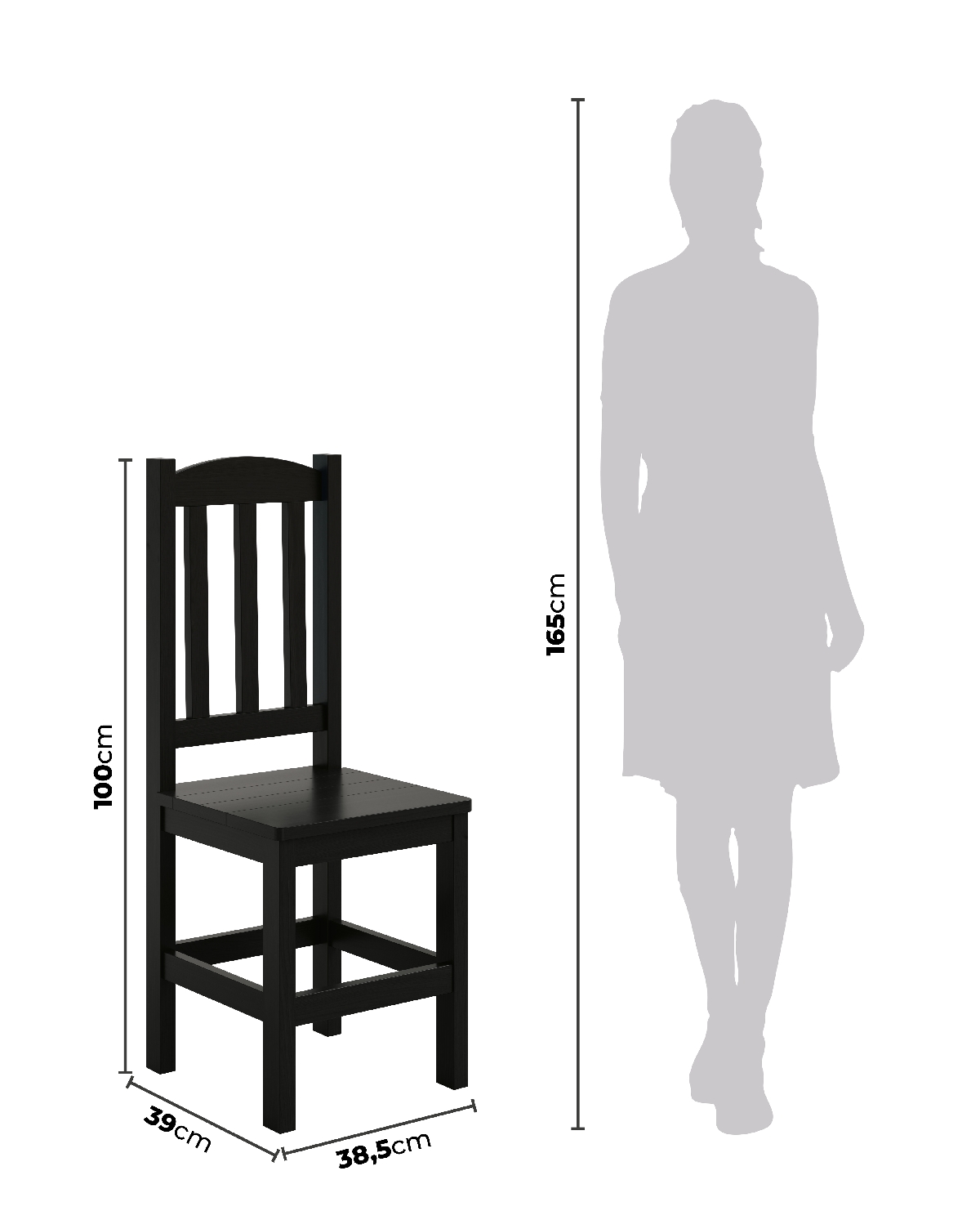 Conjunto Mesa De Madeira Preto Maciça 120x88 + 4 Cadeiras Sfa