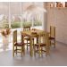 Conjunto Mesa Nogueira De Madeira 88x88 Com 4 Cadeiras Estofadas Para Cozinha Sala De Jantar  Sfa
