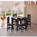 Conjunto Mesa Preta De Madeira 88x88 Com 4 Cadeiras Estofadas Para Cozinha Sala De Jantar  Sfa