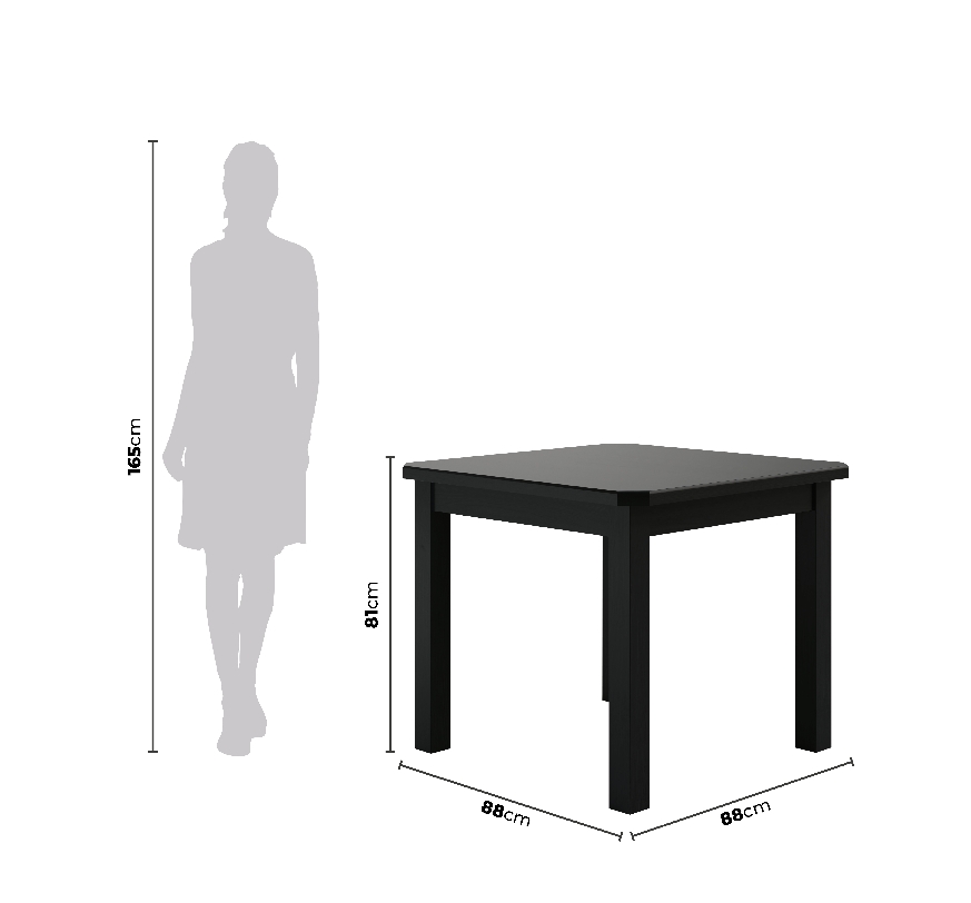 Conjunto Mesa Preta De Madeira Maciça 88x88 + 4 Cadeiras Madeira Para Cozinha Sala De Jantar  Sfa