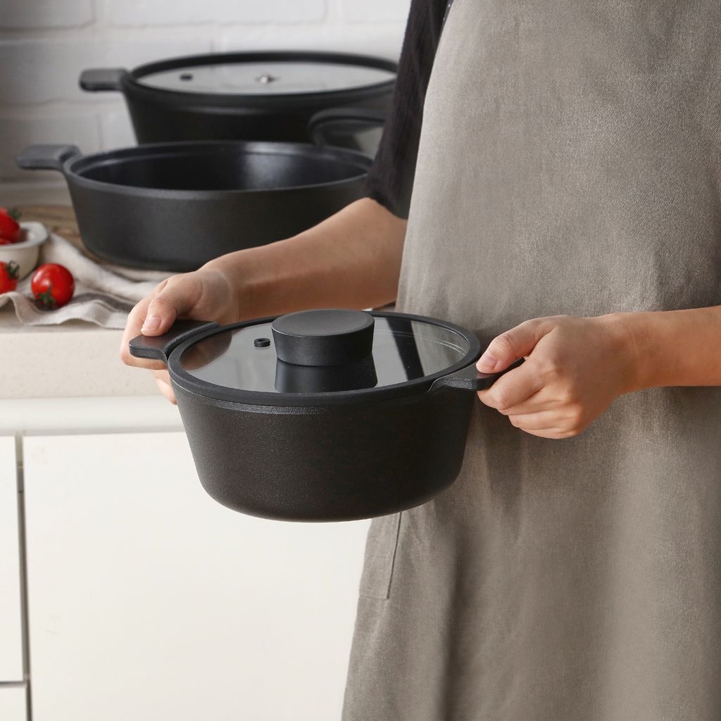 Caçarola 20cm/2,0L - Indução - Alumínio com Revestimento Cerâmico - VULKAN - Neoflam - Cor Preta