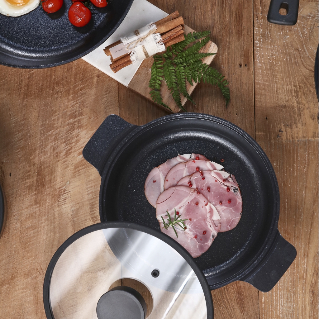 Caçarola 24cm/3,7L - Indução - Alumínio com Revestimento Cerâmico - VULKAN - Neoflam - Cor Preta