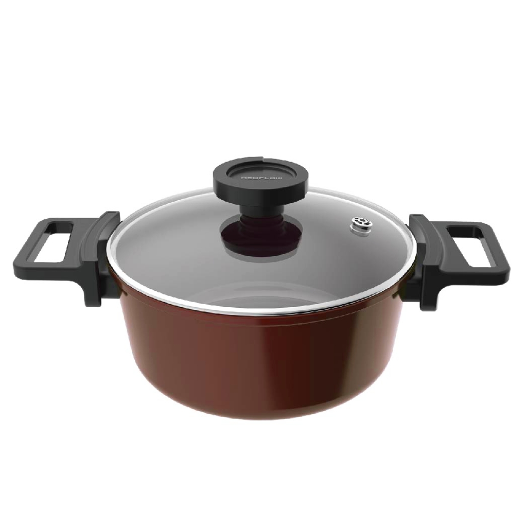 Caçarola 24cm/4,1L - Indução com Revestimento Cerâmico - Reverse - Neoflam - Cor Marrom Rosa