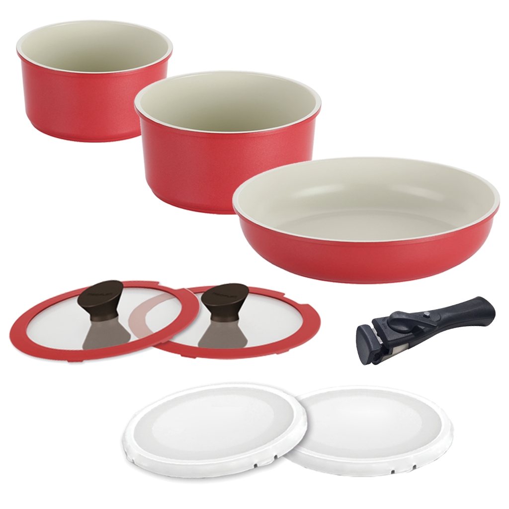 Conjunto Panelas Multiuso com Revestimento Cerâmico - Midas Plus - Neoflam - Cor Salmão - 3 Peças
