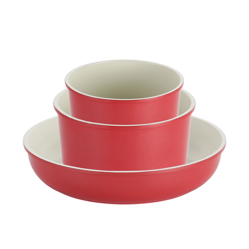 Conjunto Panelas Multiuso com Revestimento Cerâmico - Midas Plus - Neoflam - Cor Salmão - 3 Peças