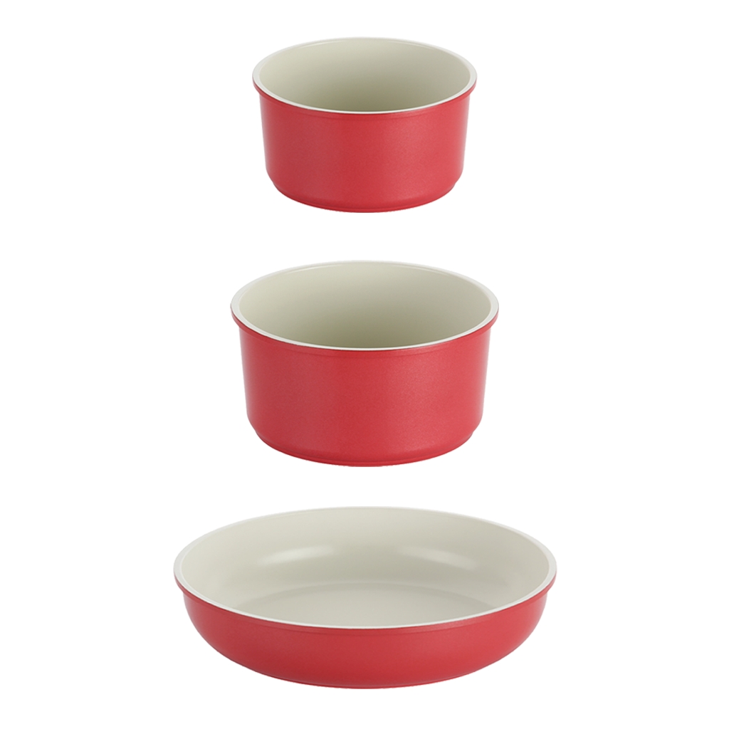Conjunto Panelas Multiuso com Revestimento Cerâmico - Midas Plus - Neoflam - Cor Salmão - 3 Peças