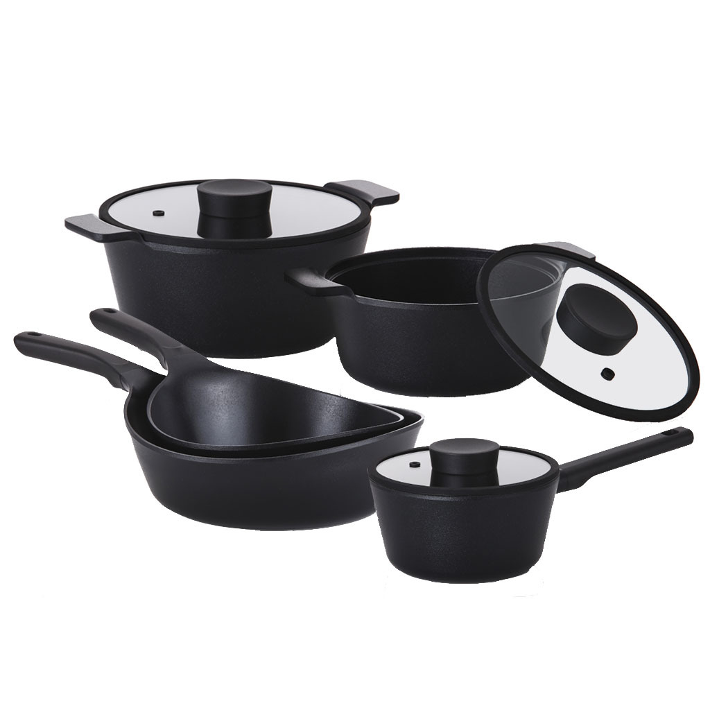 Conjunto de Panelas - Indução - Alumínio com Revestimento Cerâmico - VULKAN - Neoflam - 5 Peças - Cor Preta