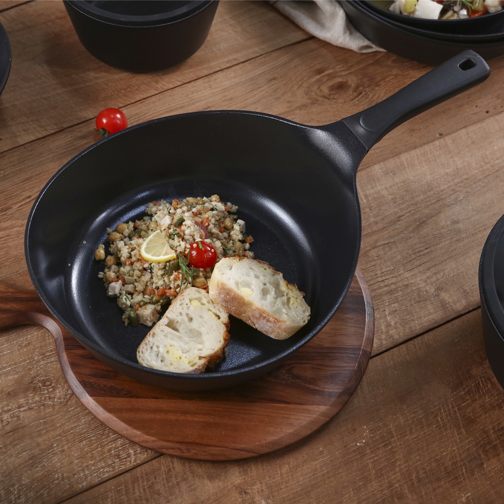 Frigideira Wok 24cm/3,7L - Indução - Alumínio com Revestimento Cerâmico - VULKAN - Neoflam - Cor Preta