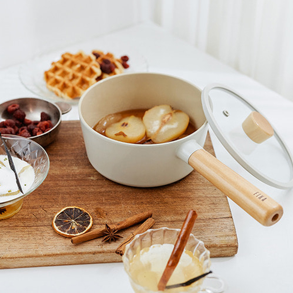 Panela 18cm/1,6L - Indução com Revestimento Cerâmico - FIKA - Neoflam - Cor Pérola