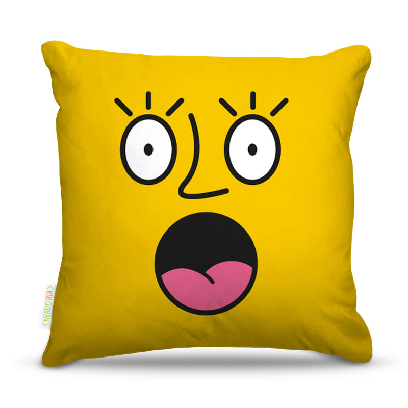 Almofada 40 x 40cm Nerderia e Lojaria amarelo feliz colorido
