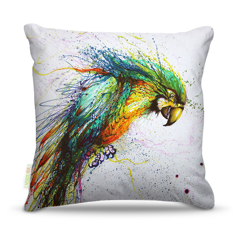 Almofada 40 x 40cm Nerderia e Lojaria arara splash colorido
