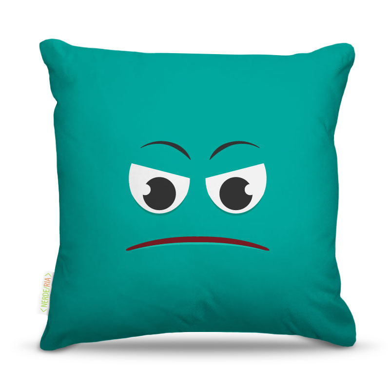 Almofada 40 x 40cm Nerderia e Lojaria carinha verde abacate colorido