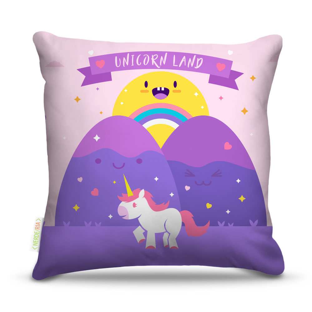 Almofada 40 x 40cm Nerderia e Lojaria unicornio arco iris colorido