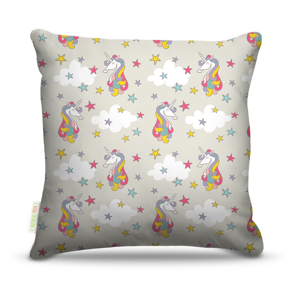 Almofada 40 x 40cm Nerderia e Lojaria unicornio voadores colorido