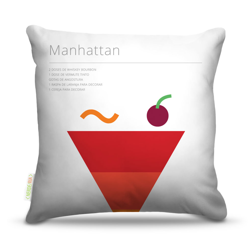 Almofada 45 x 45cm  Nerderia e Lojaria bebida manhattan colorido