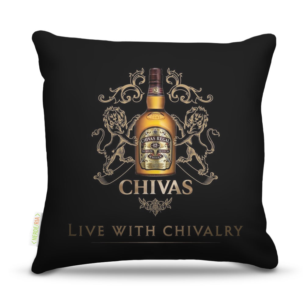 Almofada 45 x 45cm  Nerderia e Lojaria bebidas chivas design colorido