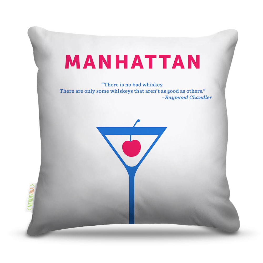 Almofada 45 x 45cm  Nerderia e Lojaria bebidas vetormanhattan colorido