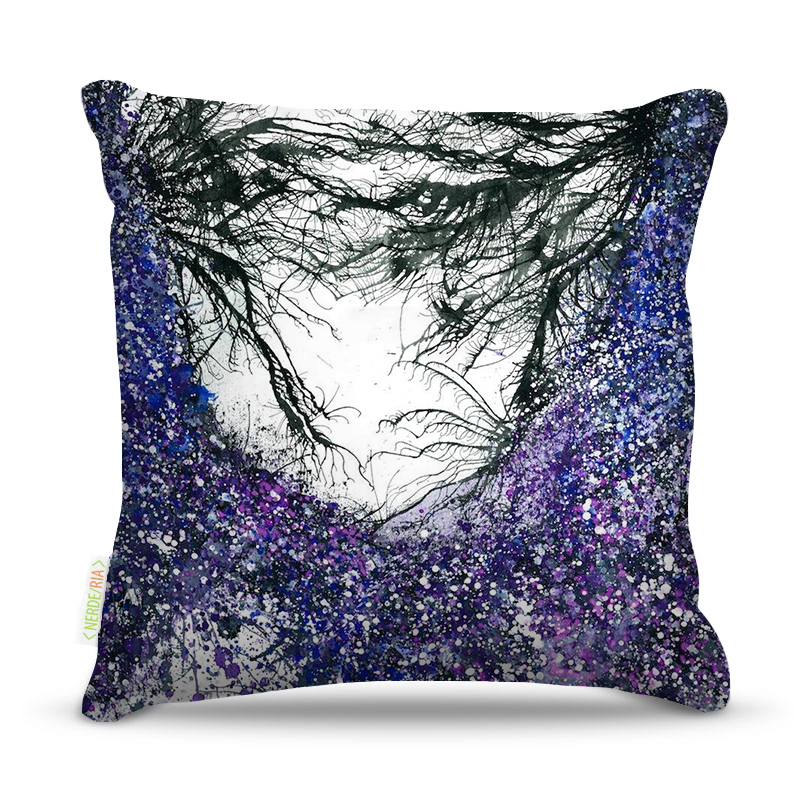 Almofada 45 x 45cm  Nerderia e Lojaria galhos purple colorido