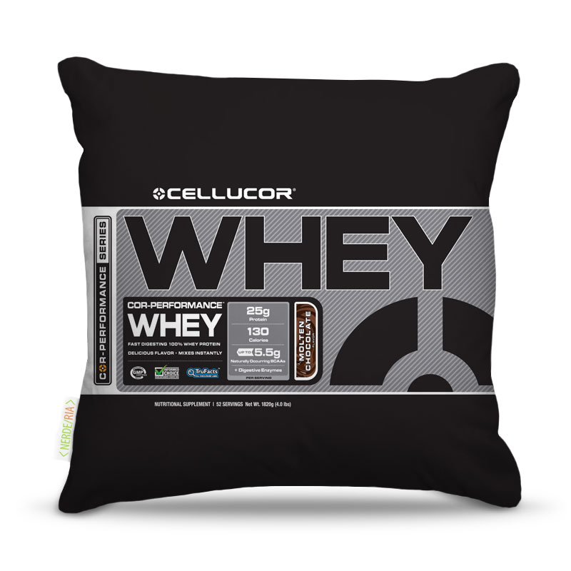 Almofada 45 x 45cm  Nerderia e Lojaria whey cellucor colorido