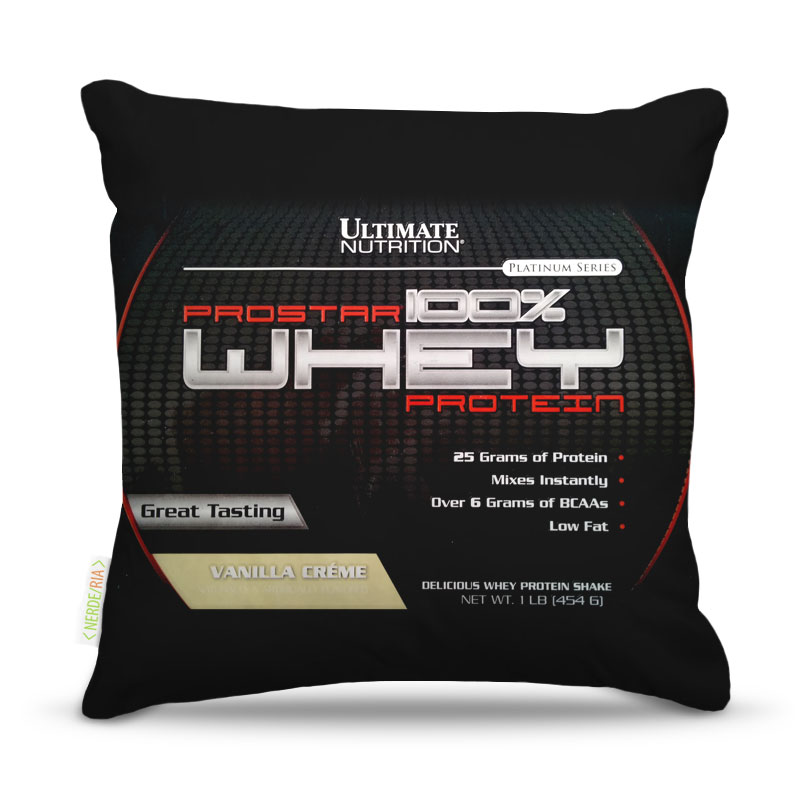 Almofada 45 x 45cm  Nerderia e Lojaria whey ultimate colorido
