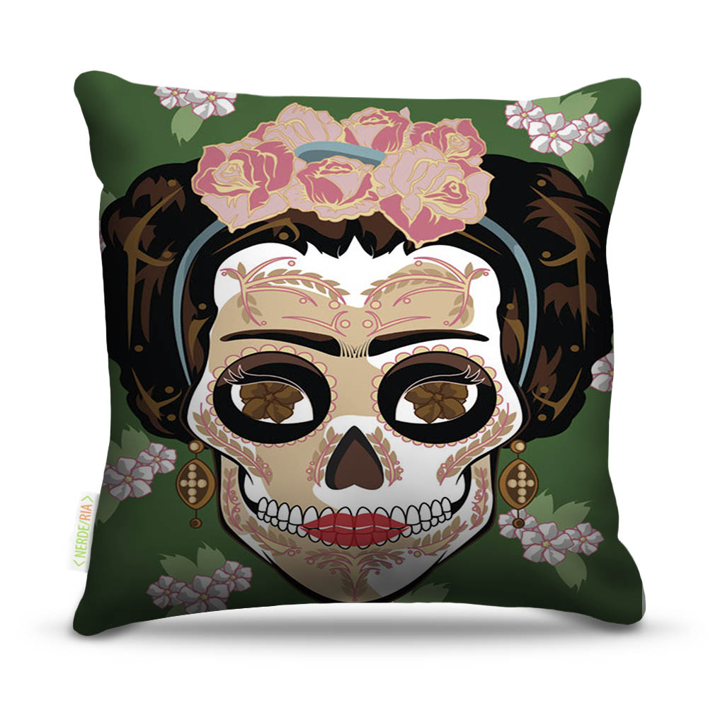 Almofada Frida Caveira Verde 45X45Cm
