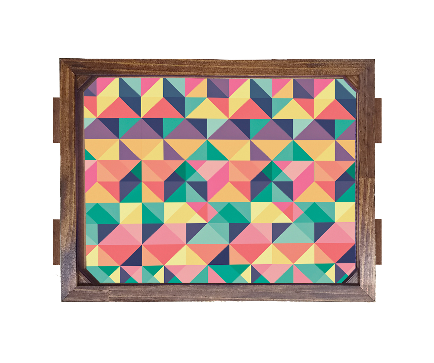 Bandeja De Madeira Geometrico Triangulos