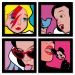 COMBO DE QUADROS 23X23cm (4 UNIDADES) GAROTAS POP ART