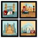 COMBO DE QUADROS 23X23cm (4 UNIDADES) LONDON