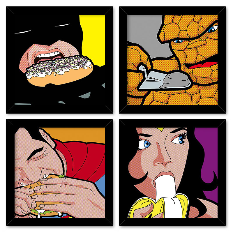 COMBO DE QUADROS 23X23cm (4 UNIDADES) SUPER FOME