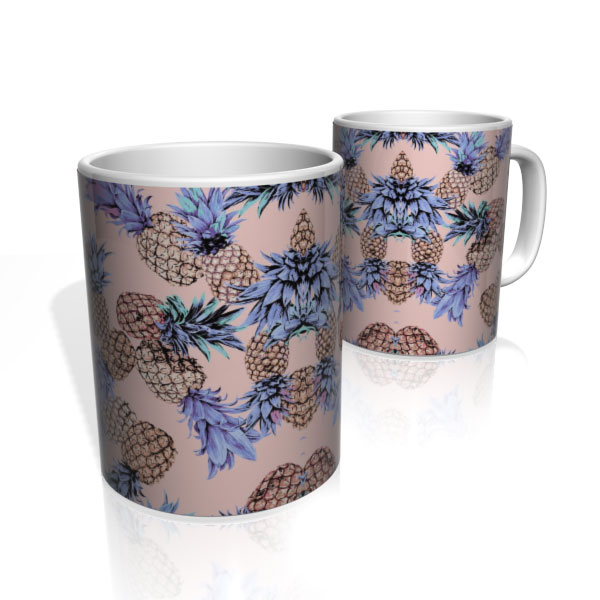Caneca De Porcelana Nerderia e Lojaria abacaxi colorido