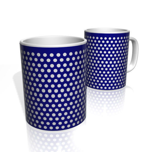 Caneca De Porcelana Nerderia e Lojaria azul com bolinhas brancas 4 colorido