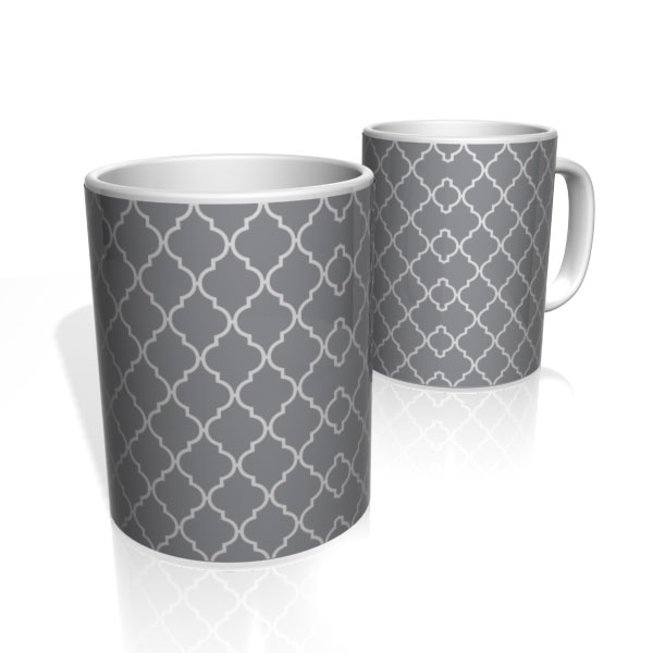 Caneca De Porcelana Nerderia e Lojaria azulejo cinza escuro colorido