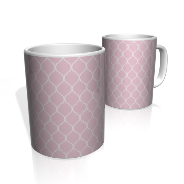 Caneca De Porcelana Nerderia e Lojaria azulejo rosa claro  colorido
