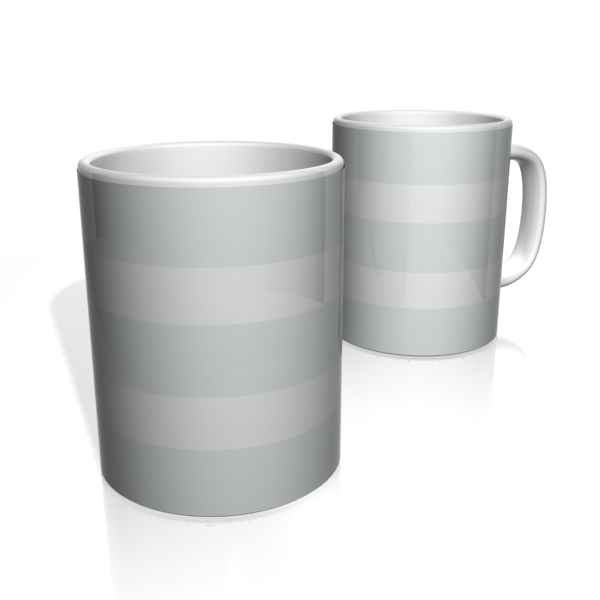 Caneca De Porcelana Nerderia e Lojaria cinza claro duas faixas 2 colorido