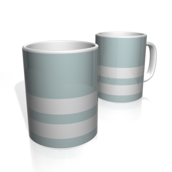 Caneca De Porcelana Nerderia e Lojaria cinza duas faixas colorido