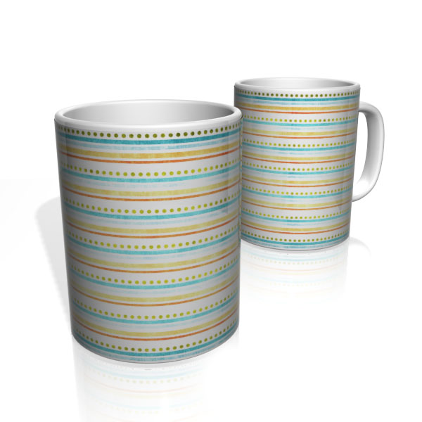 Caneca De Porcelana Nerderia e Lojaria linhas amarelo azul colorido