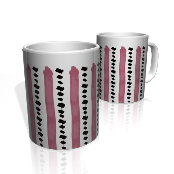 Caneca De Porcelana Nerderia e Lojaria linhas rosa preto colorido