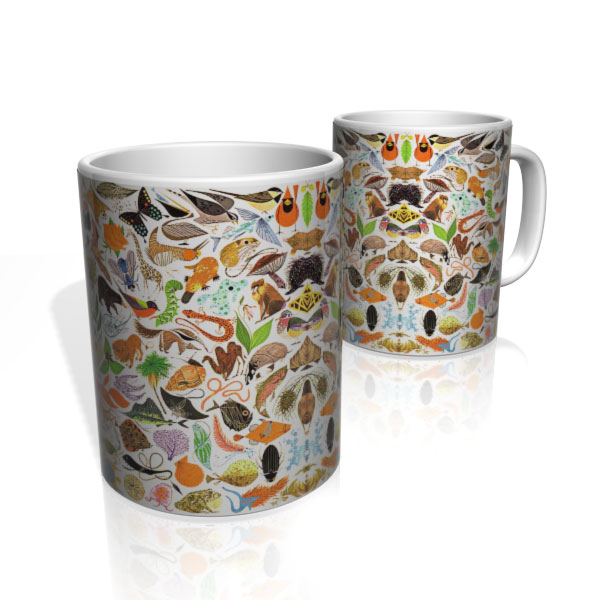 Caneca De Porcelana Nerderia e Lojaria reino animal 2 colorido