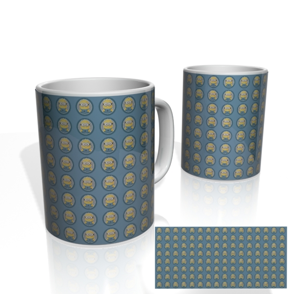 Caneca Nerderia Minions Circulos Azuis