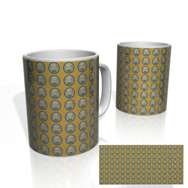 Caneca Nerderia Minions Circulos Laranja