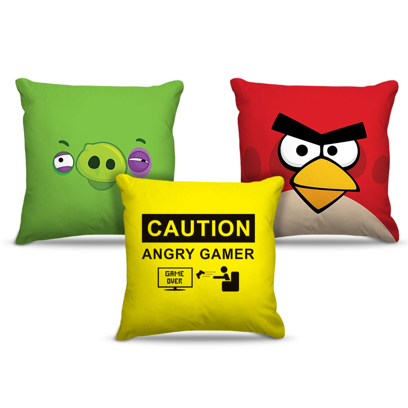 Combo de almofadas 40 x 40 cm (3und.) Nerderia e Lojaria angry bird 01 colorido