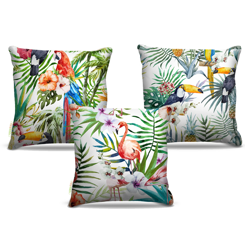 Combo de almofadas 40 x 40 cm (3und.) Nerderia e Lojaria animais floresta colorido