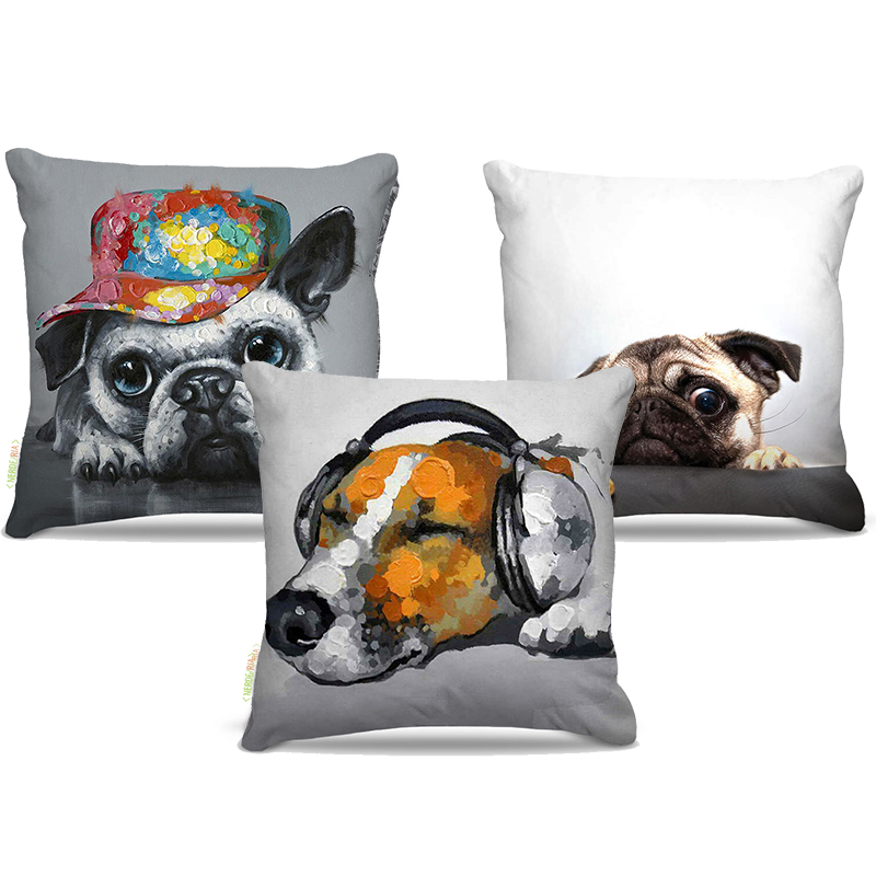 Combo de almofadas 40 x 40 cm (3und.) Nerderia e Lojaria dogs colorido