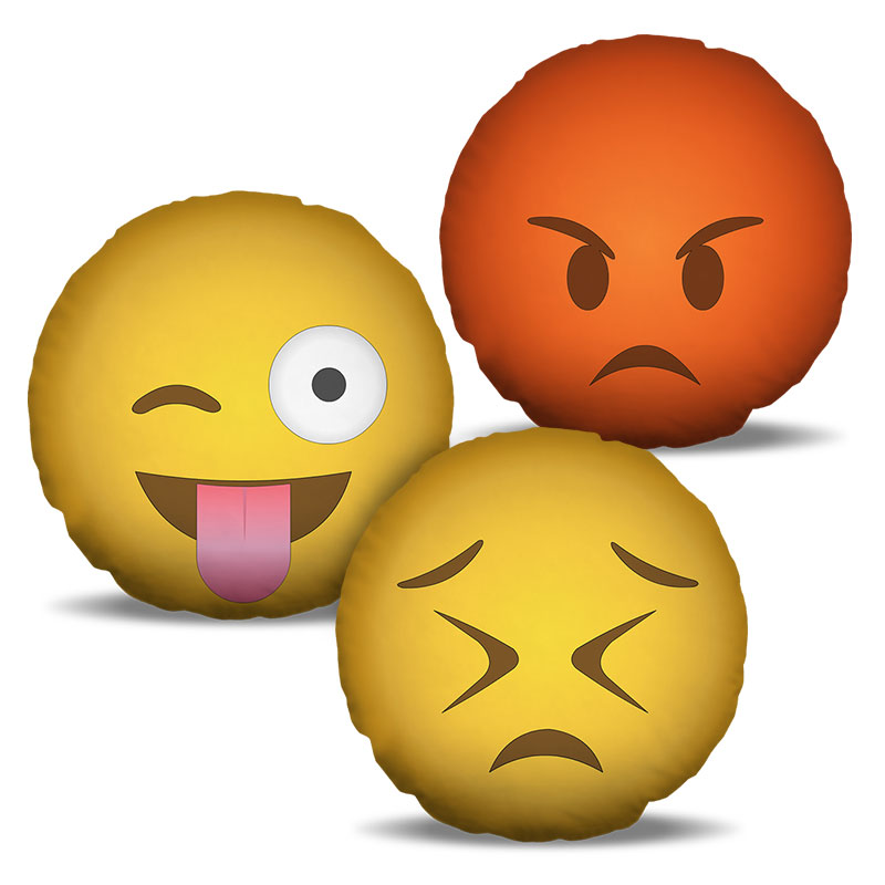 Combo de almofadas 40 x 40 cm (3und.) Nerderia e Lojaria emoticons combo03 colorido