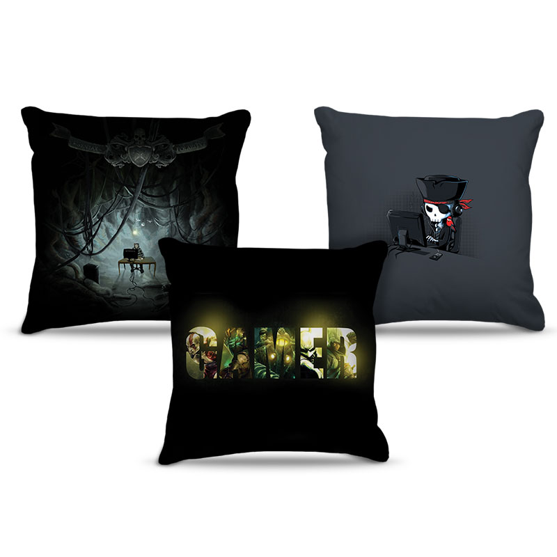 Combo de almofadas 40 x 40 cm (3und.) Nerderia e Lojaria gamer 01 colorido
