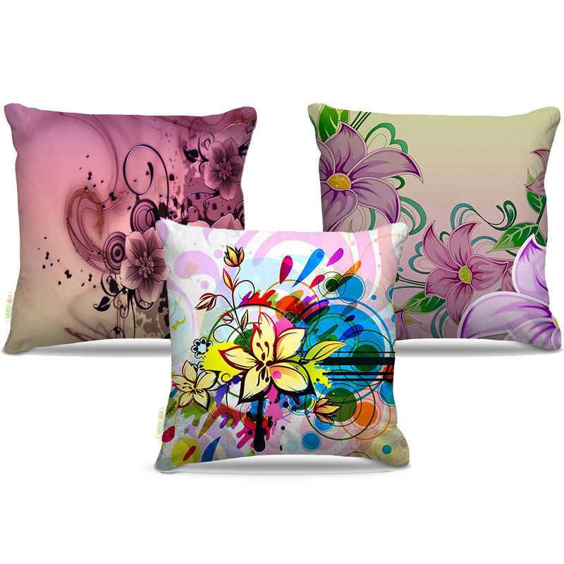 Combo de almofadas 45 x 45 cm (3und.) Nerderia e Lojaria flores pintura colorido