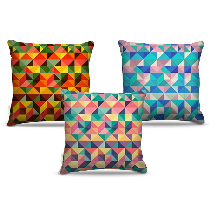 Combo de almofadas 45 x 45 cm (3und.) Nerderia e Lojaria geométrica 06 colorido