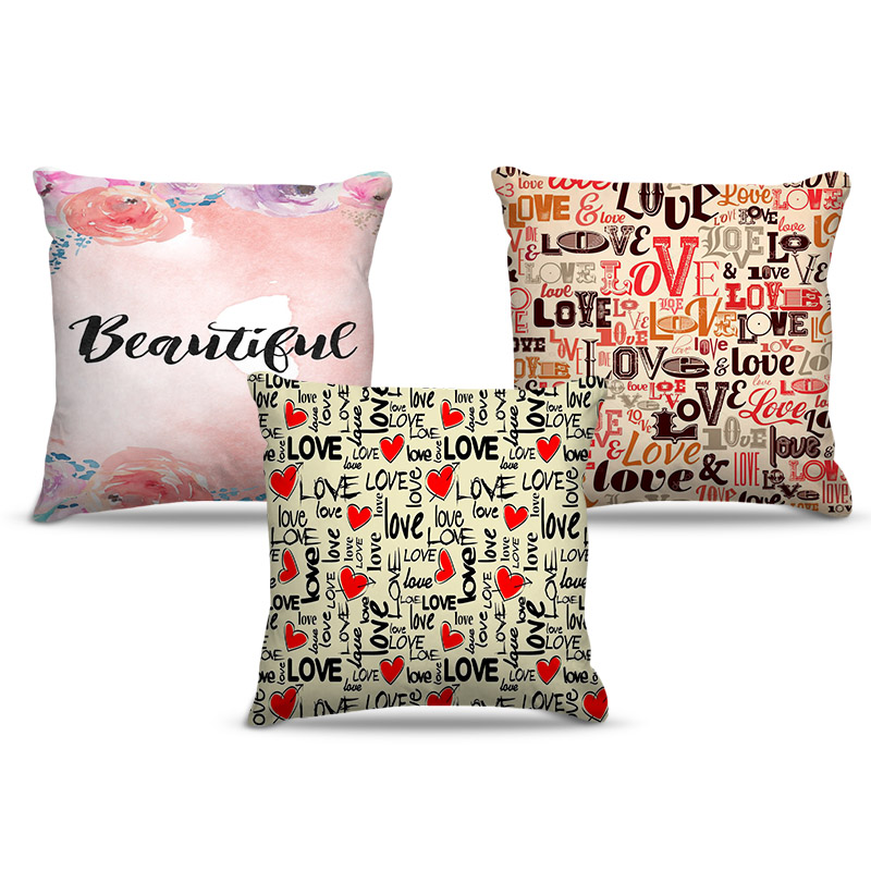 Combo de almofadas 45 x 45 cm (3und.) Nerderia e Lojaria love colorido