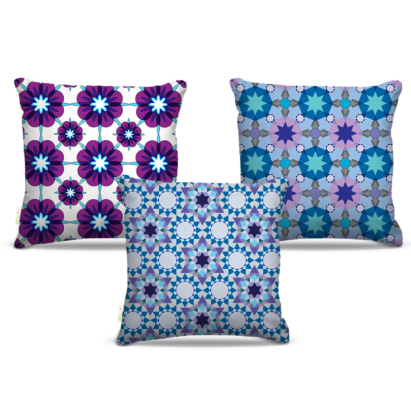 Combo de almofadas 45 x 45 cm (3und.) Nerderia e Lojaria vintage 03 colorido