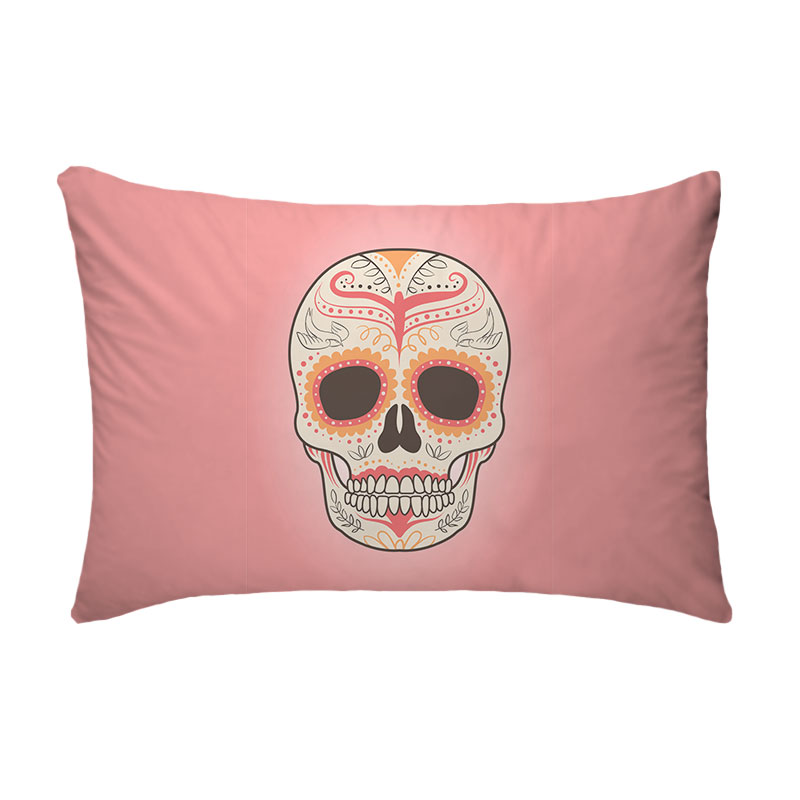 Fronha Para Travesseiro Nerderia Caveira Mexicana Rosa